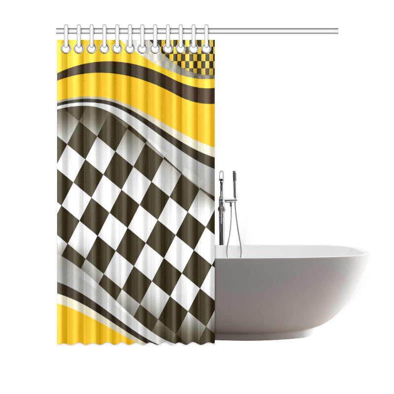 Checkered Flag Racing Style Shower Curtain