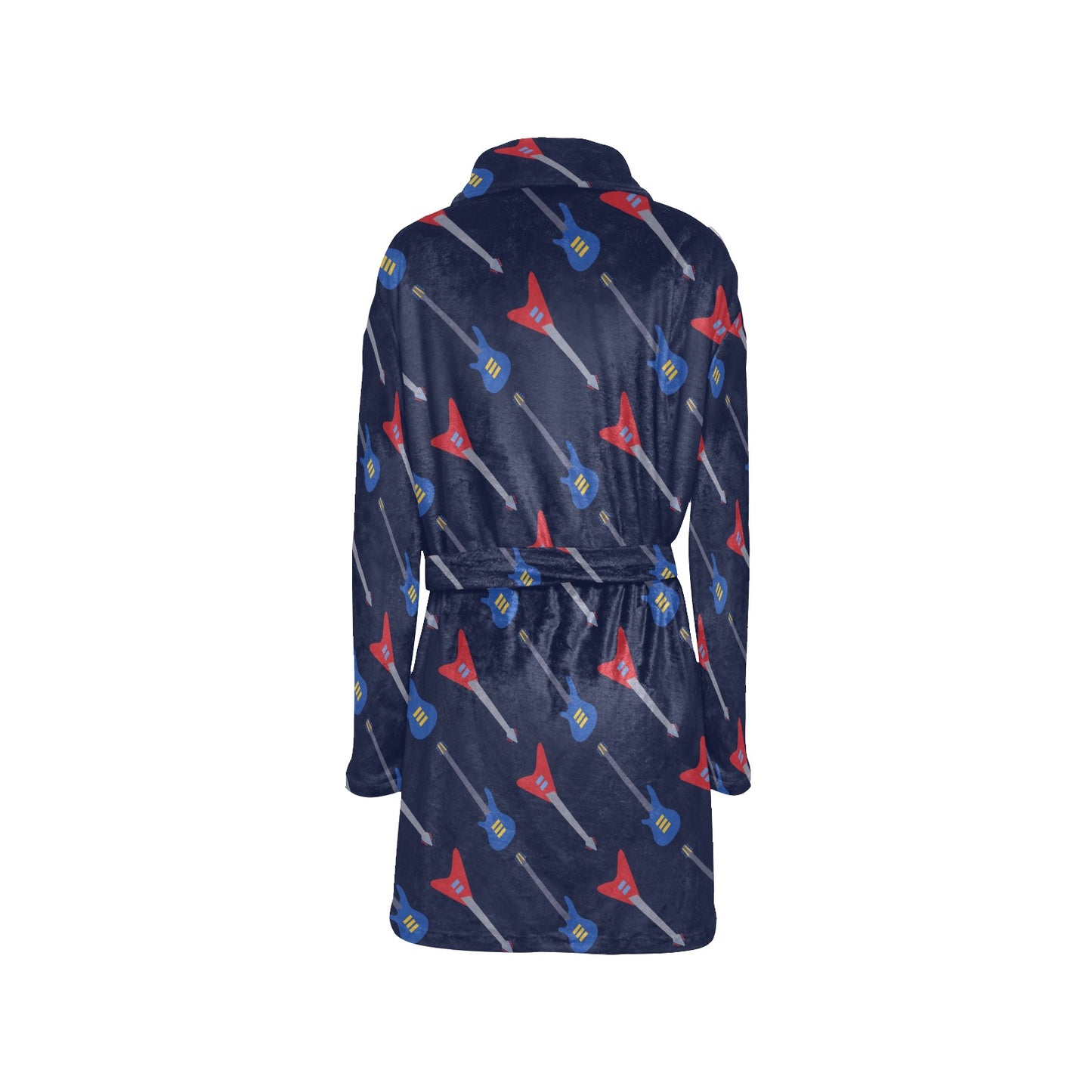 Electric Guitar Pattern Print Design 01 Women's Fleece Robe
