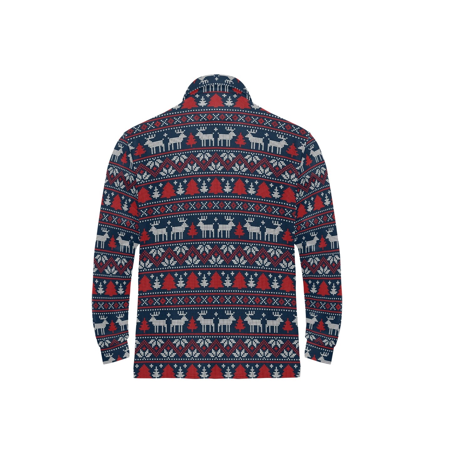 Reindeer Print Design LKS405 Long Sleeve Polo Shirt For Men's