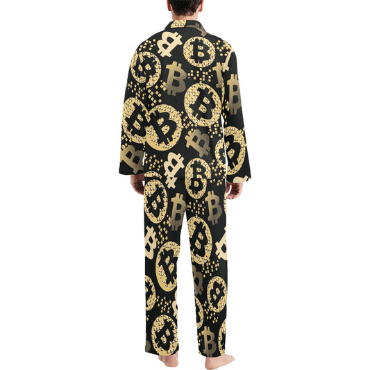 Bitcoin Pattern Print Design DO06 Men's Long Pajama Set