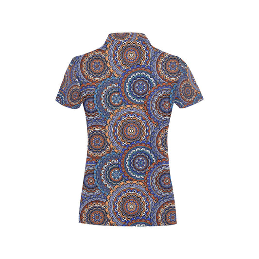 Mandala Boho Chic Design Print Women's Polo Shirt