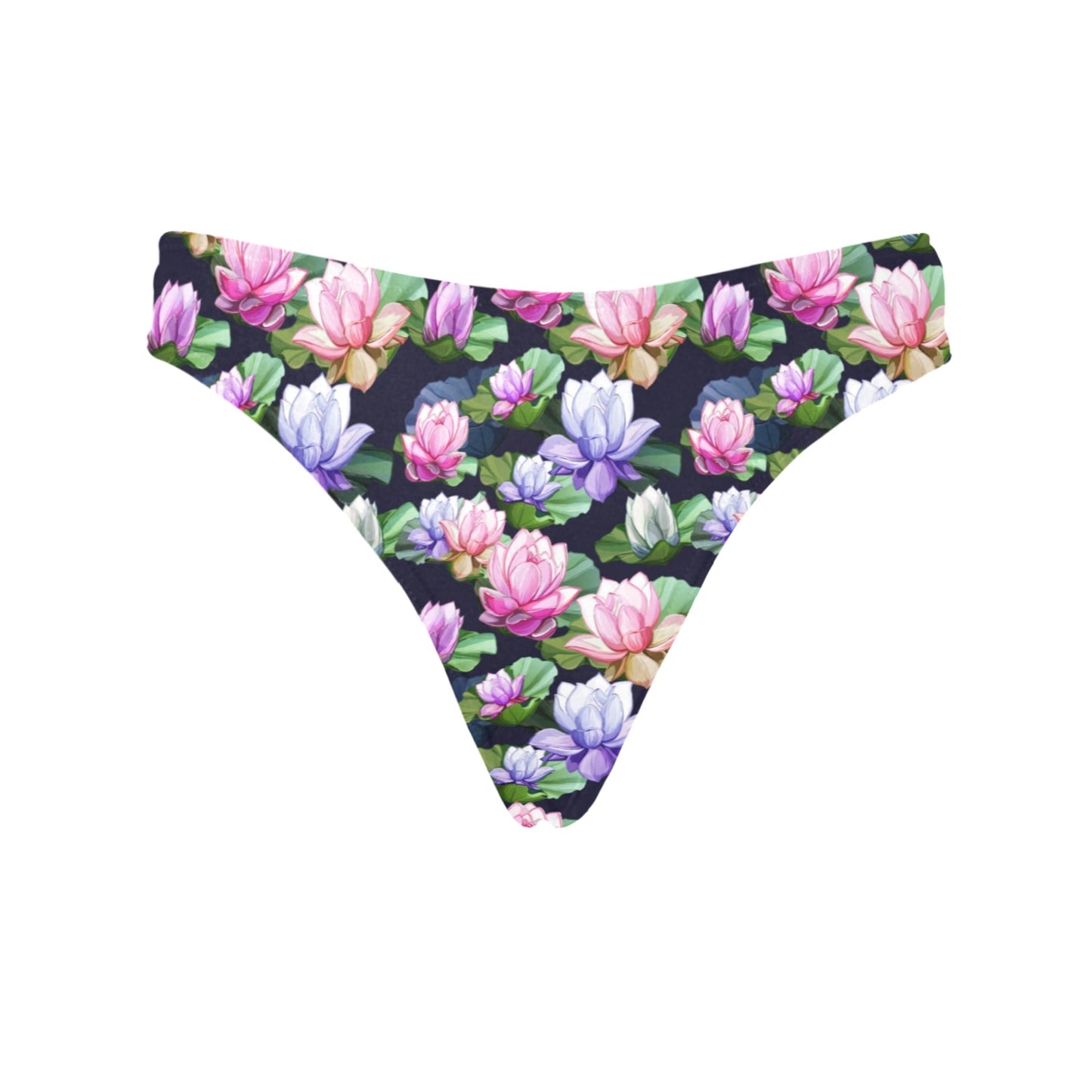 Lotus Flower Print Design Women's Thongs