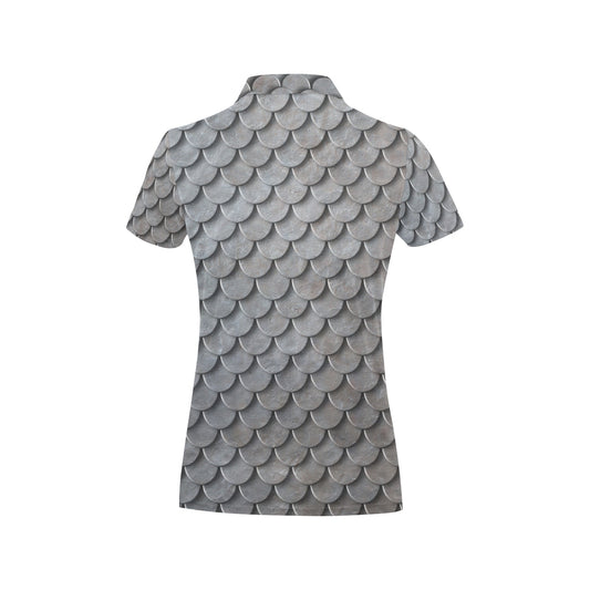 Armor Scales Pattern Print Design 03 Women's Polo Shirt