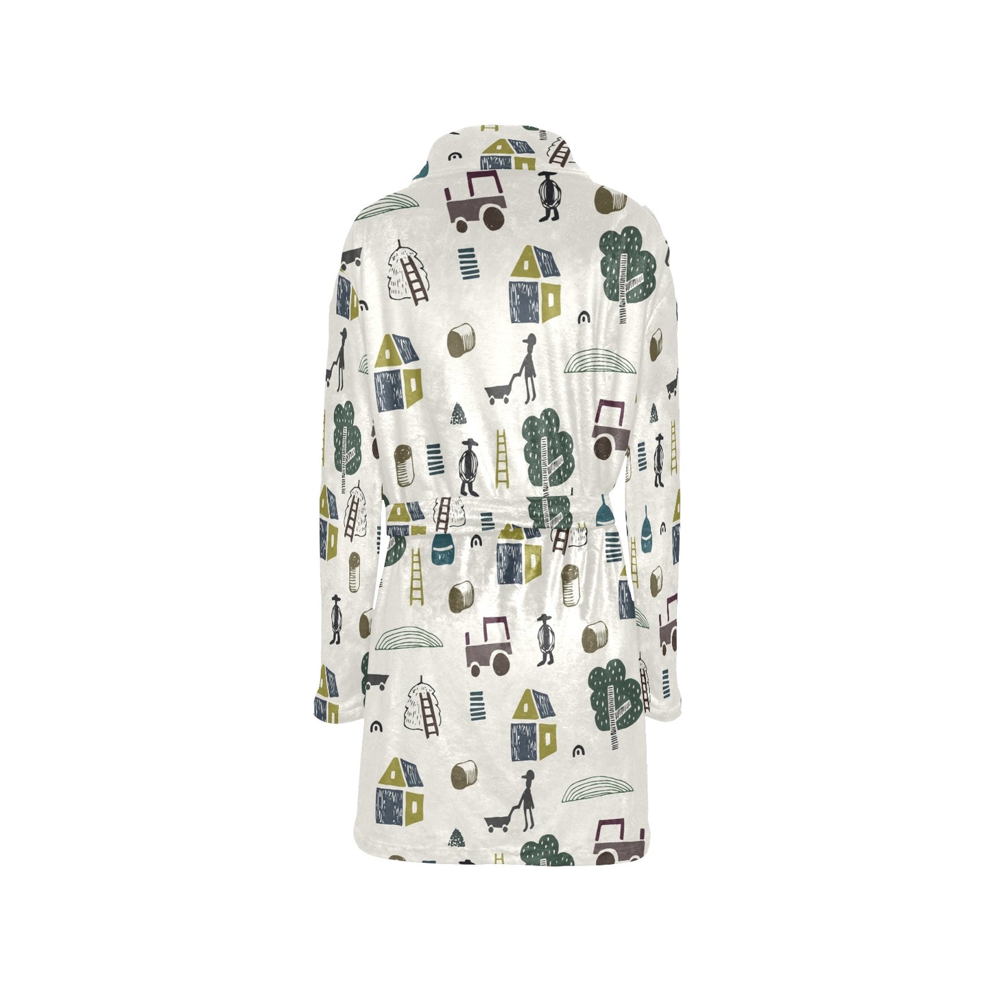 Agricultural Farm Print Design 01 Women's Fleece Robe