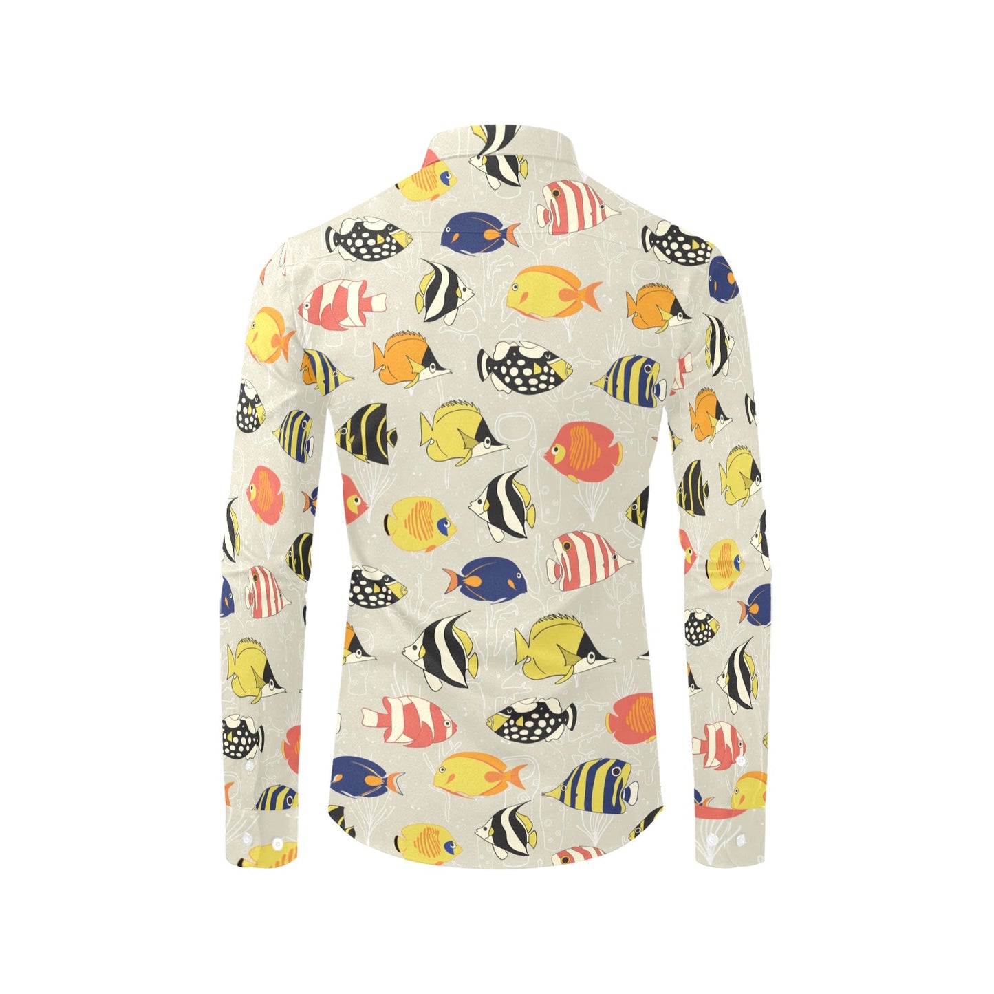 Angelfish Print Design LKS401 Men's Long Sleeve Dress Shirt