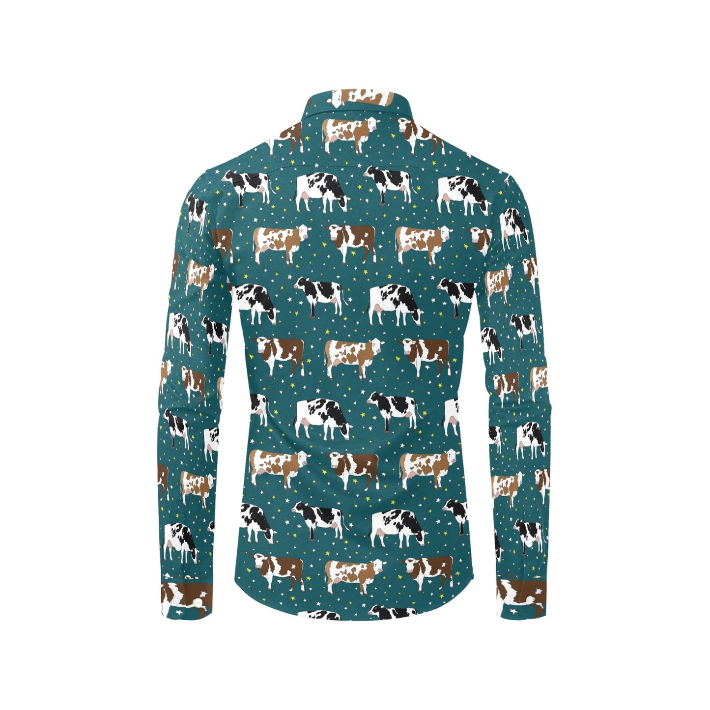 Cattle Print Design LKS404 Men's Long Sleeve Dress Shirt