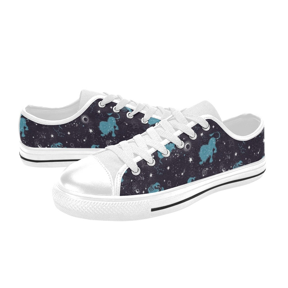 Zodiac Print Design LKS303 Women's White Low Top Shoes