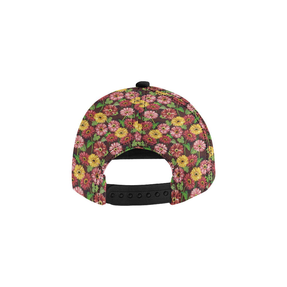 Daisy Gerbera Print Pattern Snapback Cap