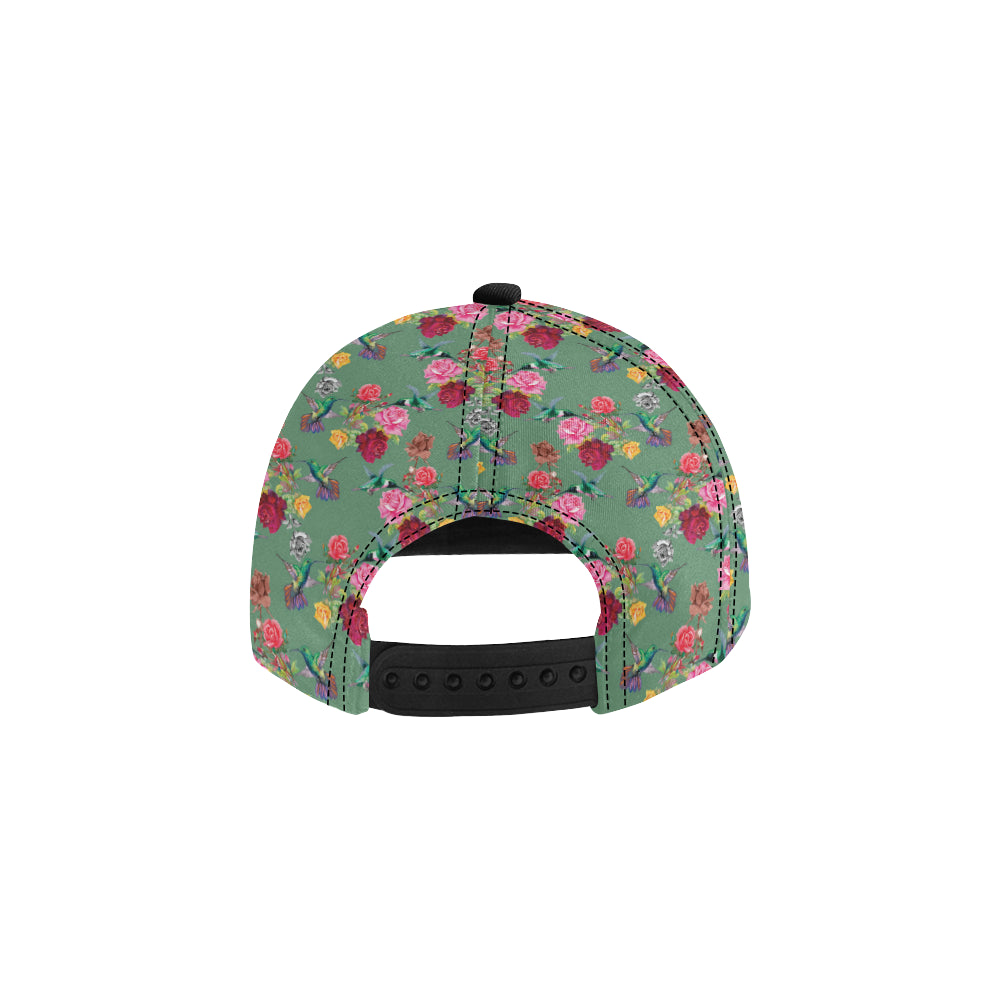 Hummingbird with Rose Themed Print Snapback Cap