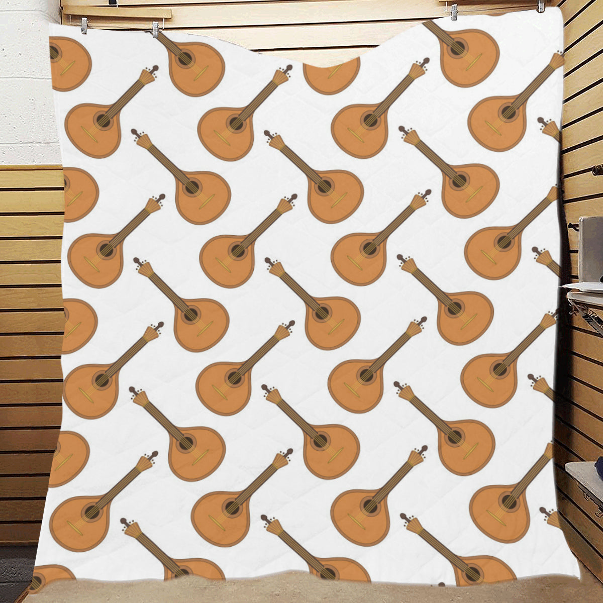 Mandolin Pattern Print Design 01 Premium Quilt