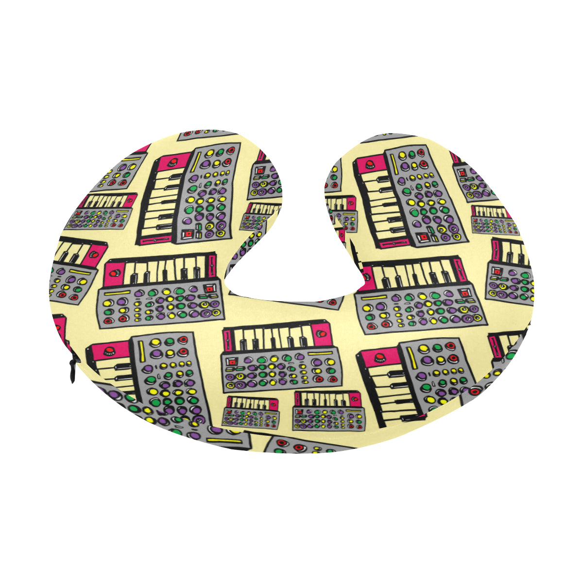 Synthesizer Pattern Print Design 01 U-Shaped Travel Neck Pillow