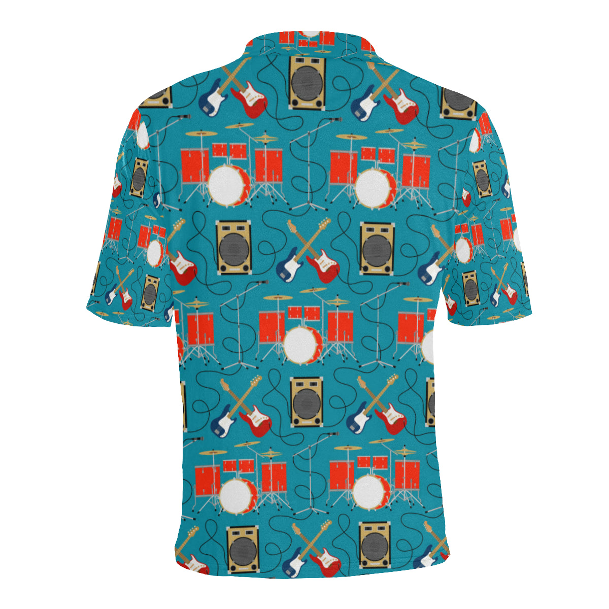 Drum Set Guitar Pattern Print Design 02 Men Polo Shirt