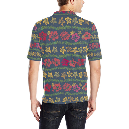 Hawaiian Themed Pattern Print Design H018 Men Polo Shirt