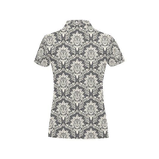 Damask Elegant Print Pattern Women's Polo Shirt