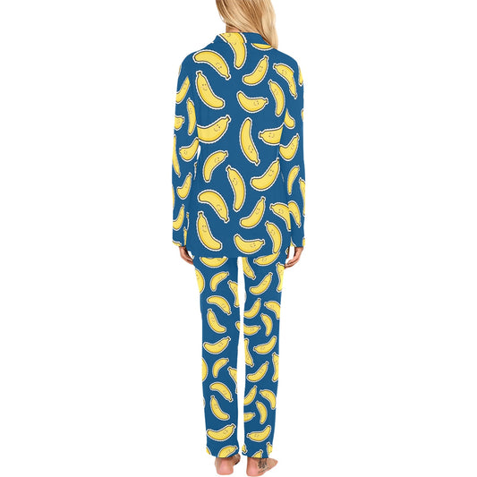Banana Pattern Print Design BA03 Women's Long Pajama Set