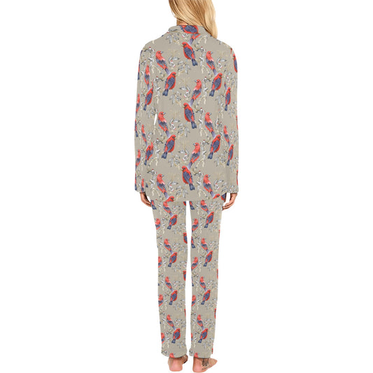 Birds Pattern Print Design 05 Women's Long Pajama Set