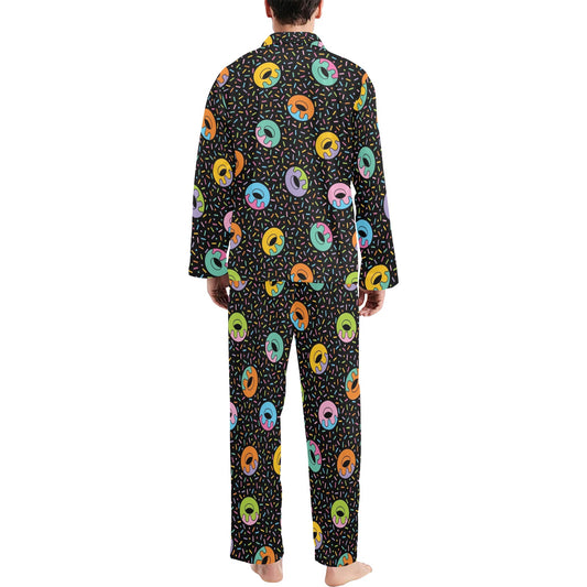 Donut Pattern Print Design DN012 Men's Long Pajama Set