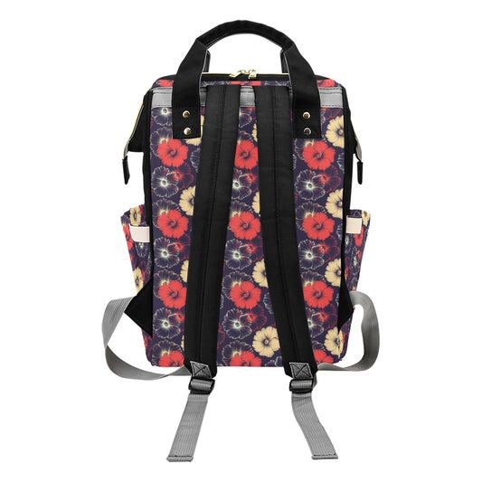Tropical Flower Print Design LKS302 Diaper Bag Backpack