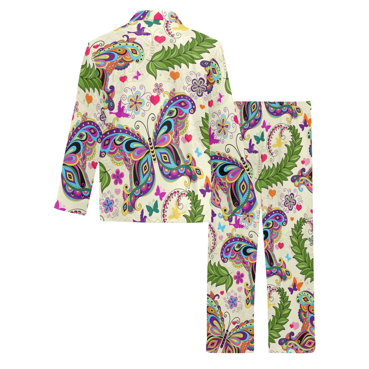 Butterfly Colorful Indian Style Men's Long Pajama Set