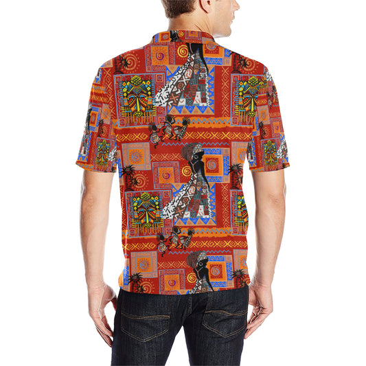 African Print Pattern Men Polo Shirt