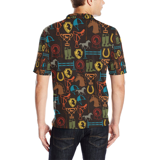 Equestrian Equipment Horse Colorful Men Polo Shirt
