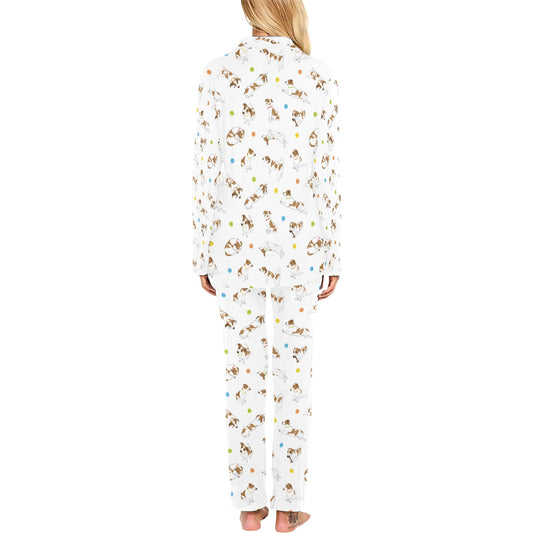 Russell Terriers With Balls Print Design LKS307 Women's Long Pajama Set