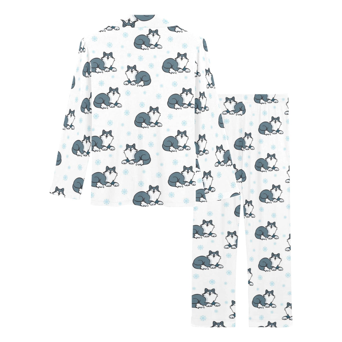 Alaskan Malamute Pattern Print Design 03 Women's Long Pajama Set