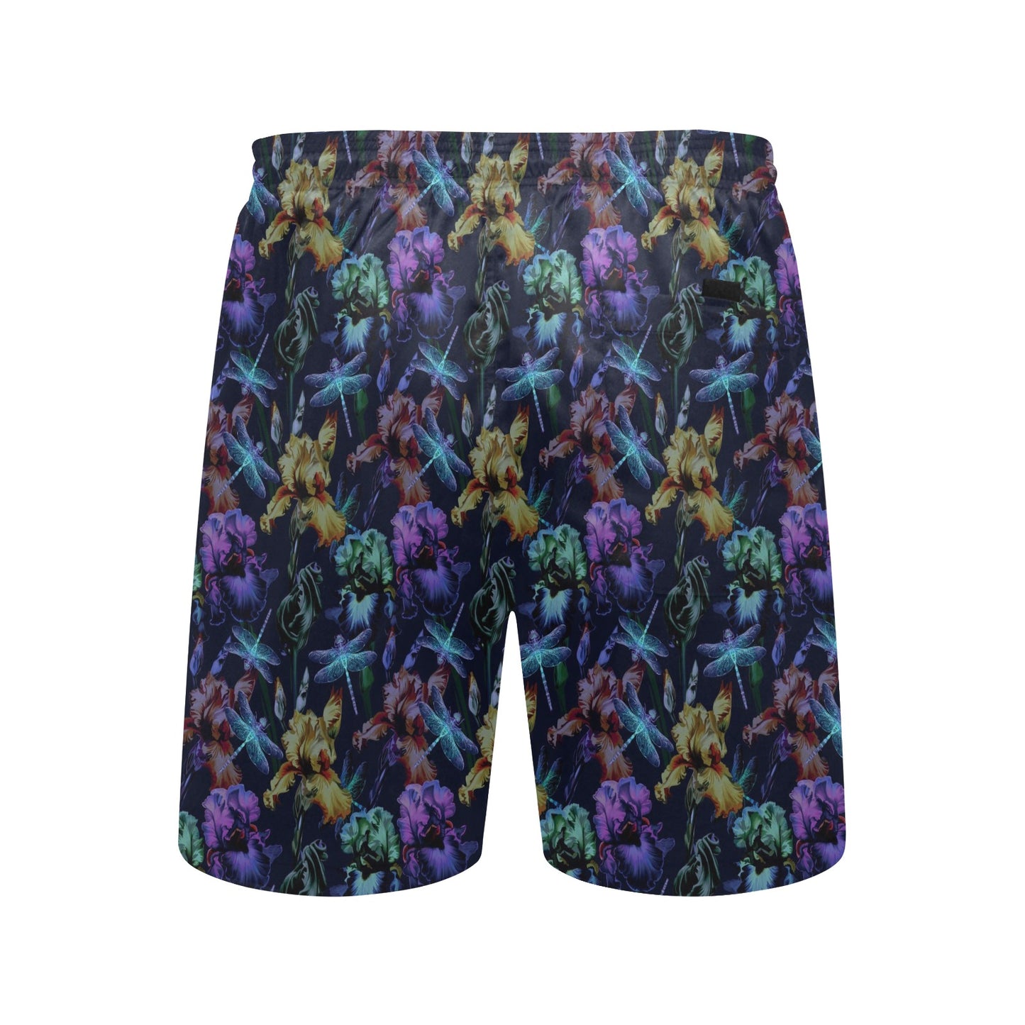 Dragonfly With Floral Print Pattern Men's Swim Trunks Beach Shorts