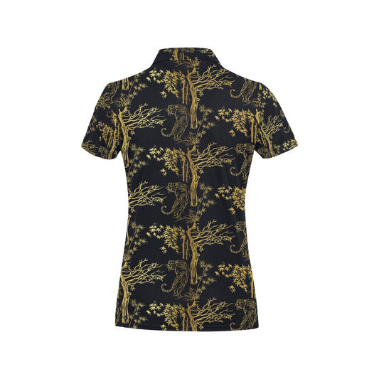 Tiger Gold Print Design LKS307 Women's Polo Shirt