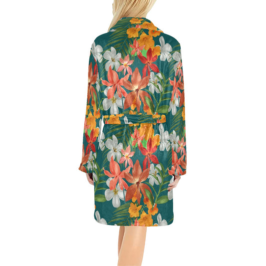 Amaryllis Pattern Print Design AL06 Women's Fleece Robe