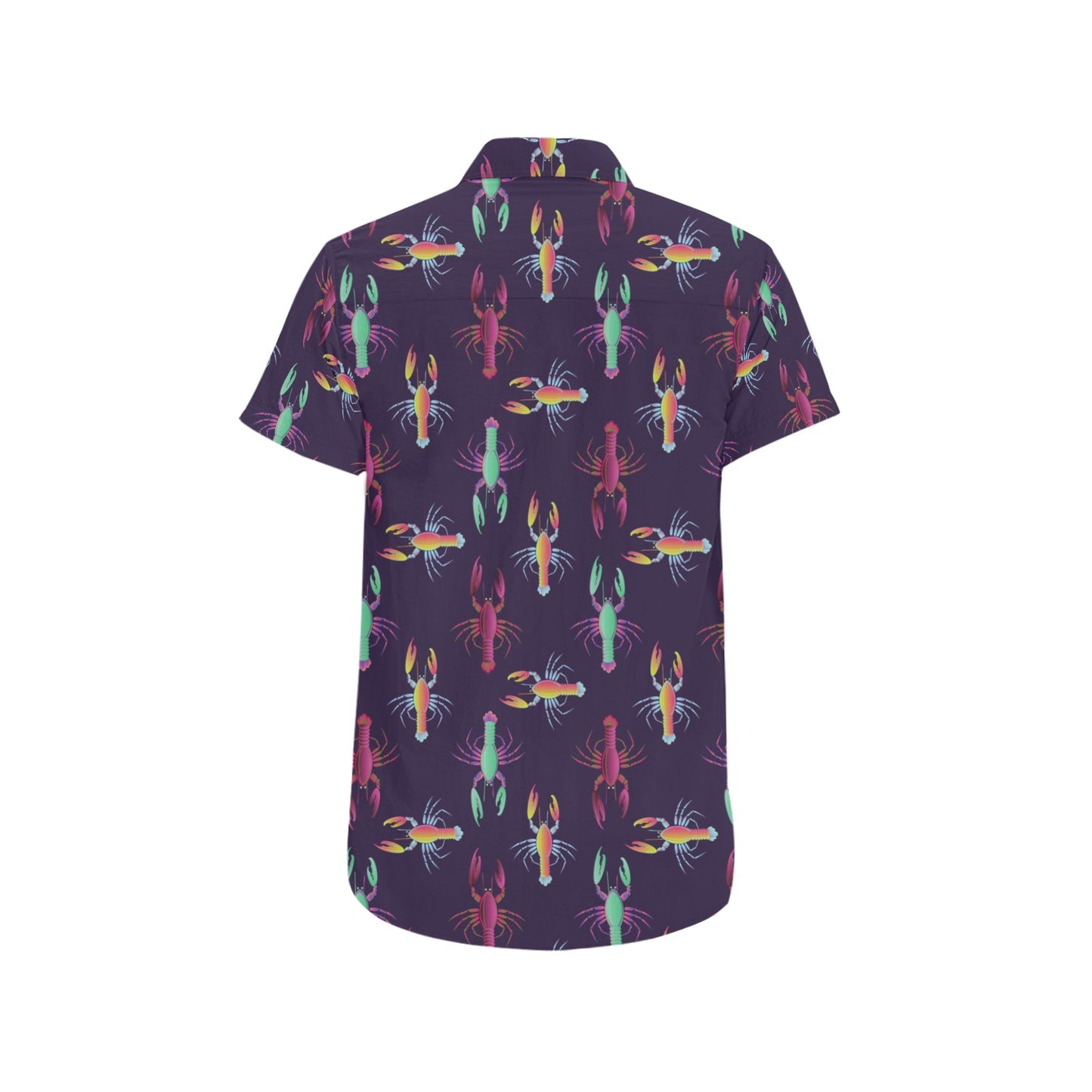 Lobster Print Design LKS402 Men Short Sleeve Button Up Shirt