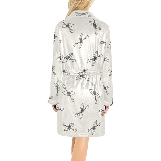 Kayak Pattern Print Design 01 Women's Fleece Robe