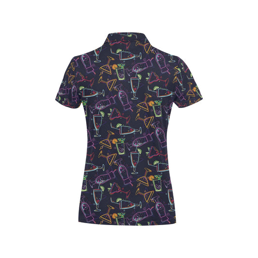 Cocktail Pattern Print Design 04 Women's Polo Shirt