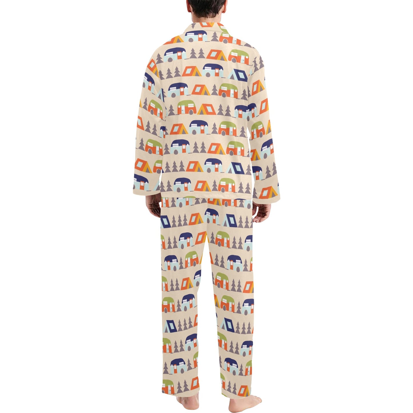 Camper Tent Pattern Print Design 03 Men's Long Pajama Set