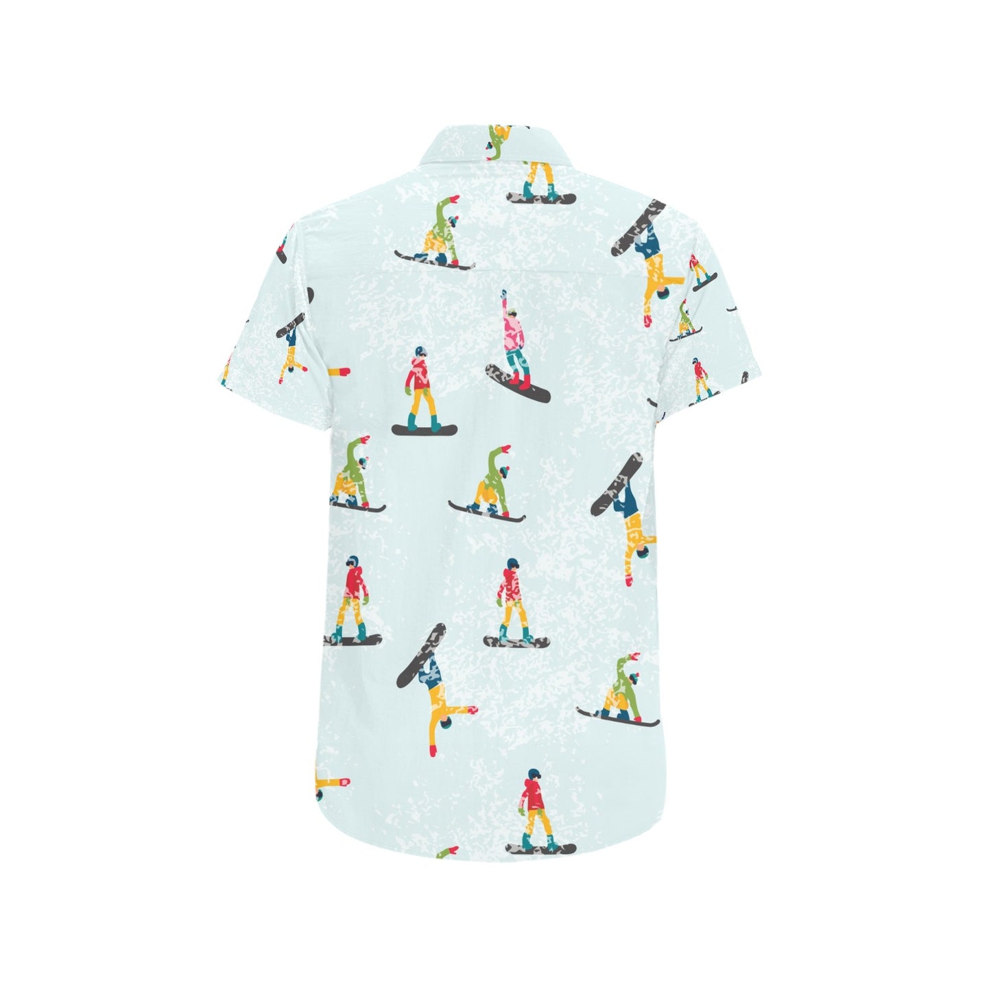 Snowboard Print Design LKS304 Men Short Sleeve Button Up Shirt