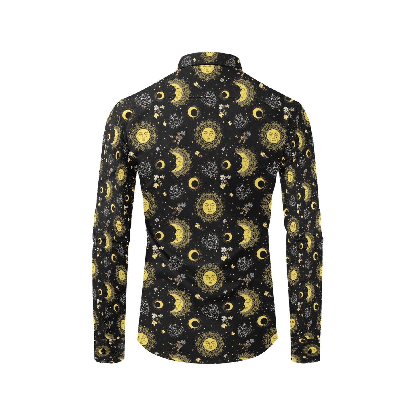 Sun Moon Print Design LKS301 Men's Long Sleeve Dress Shirt