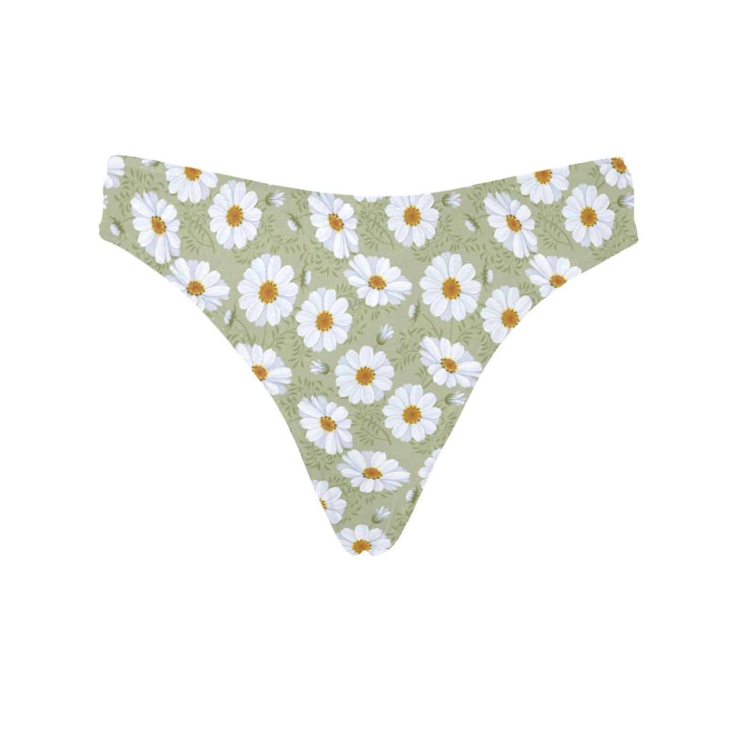 Daisy Yellow Print Pattern Women's Thongs