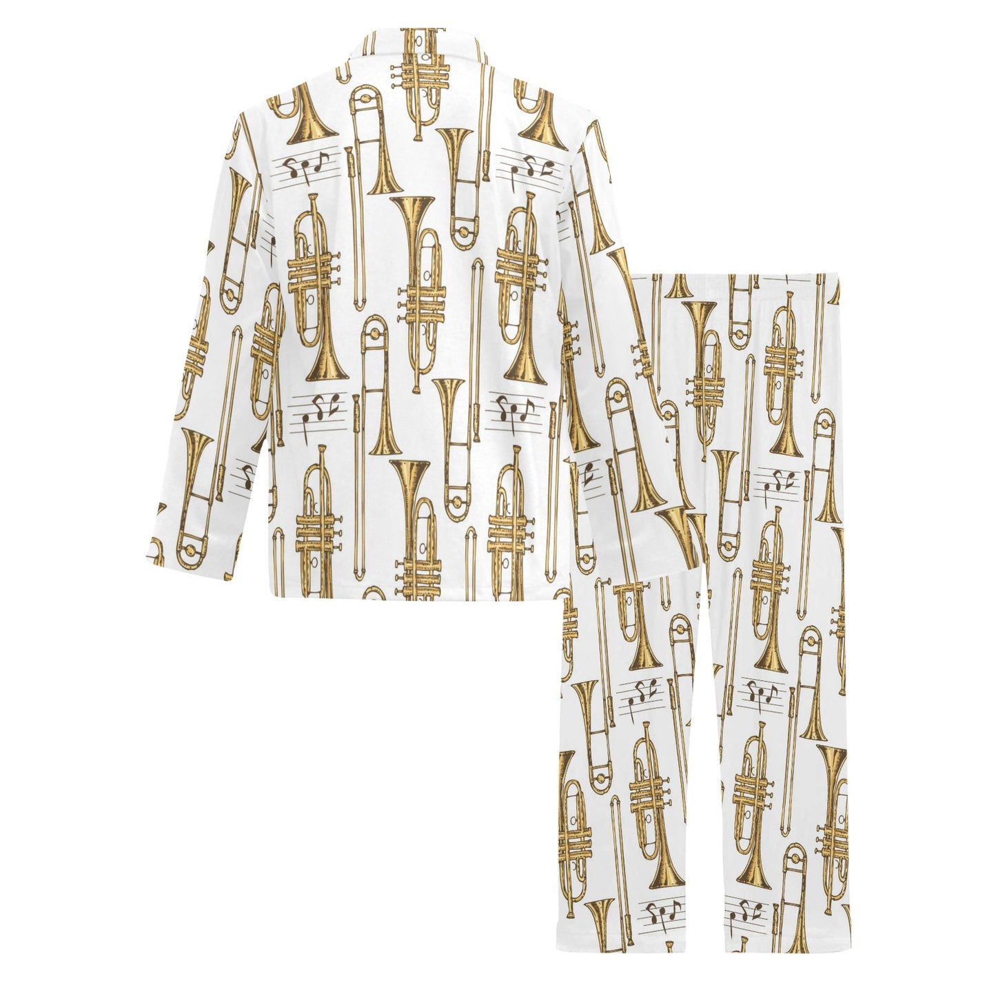 Trombone Pattern Print Design 04 Men's Long Pajama Set