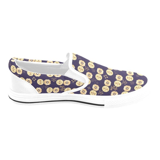 Sakura Print Design LKS303 White Slip Ons Canvas Women's Shoes