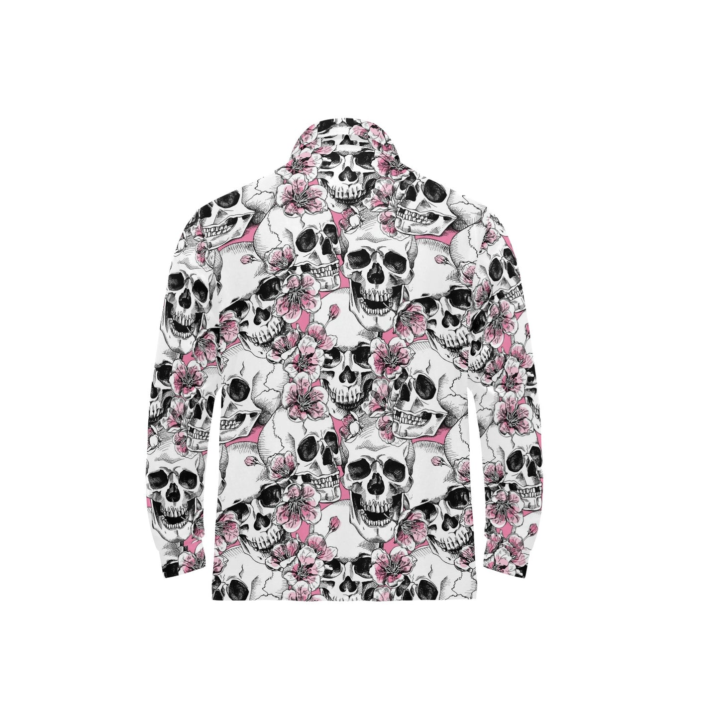 Cherry Blossom Pattern Print Design CB03 Long Sleeve Polo Shirt For Men's