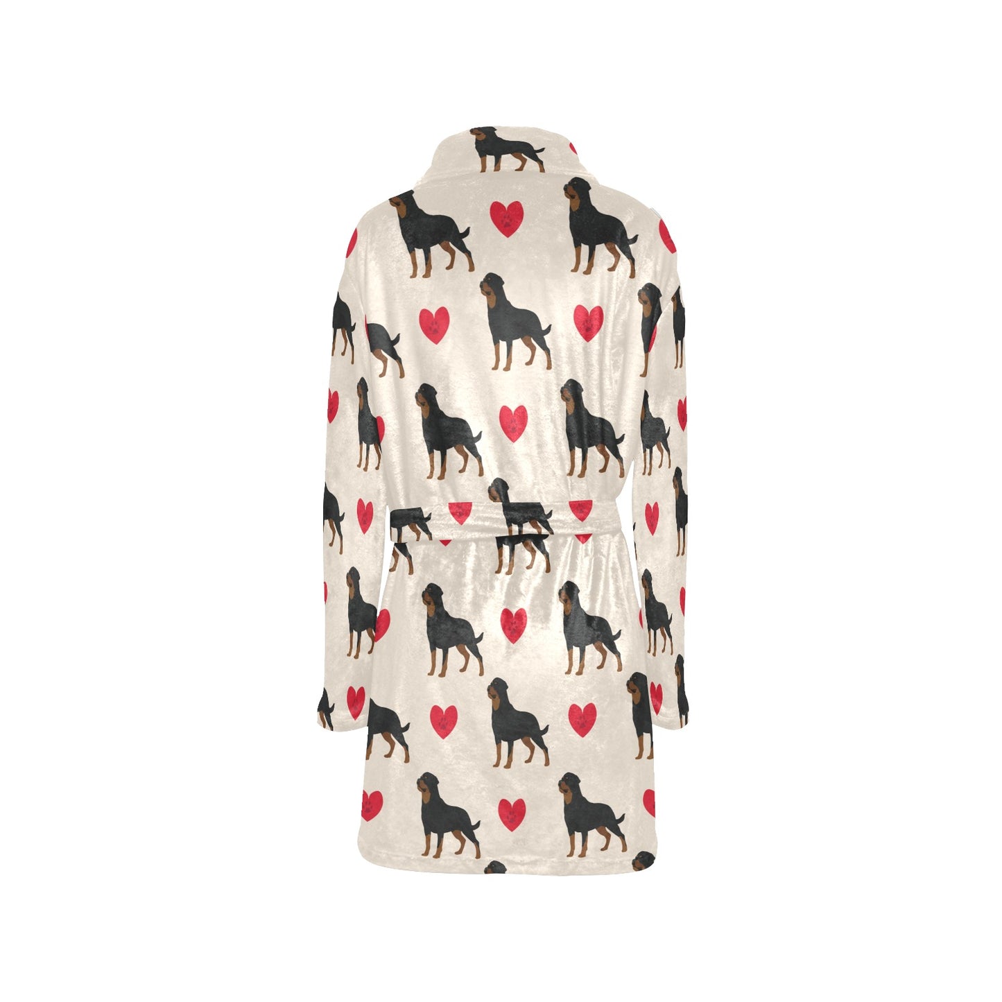 Rottweiler Pattern Print Design A02 Women's Fleece Robe