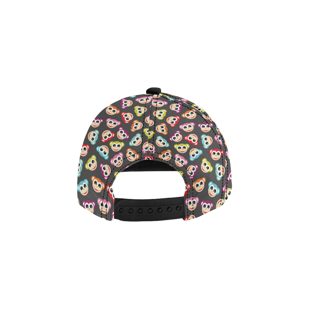 Monkey Head Design Themed Print Snapback Cap
