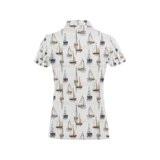 Sailboat Paint Pattern Print Design LKS307 Women's Polo Shirt
