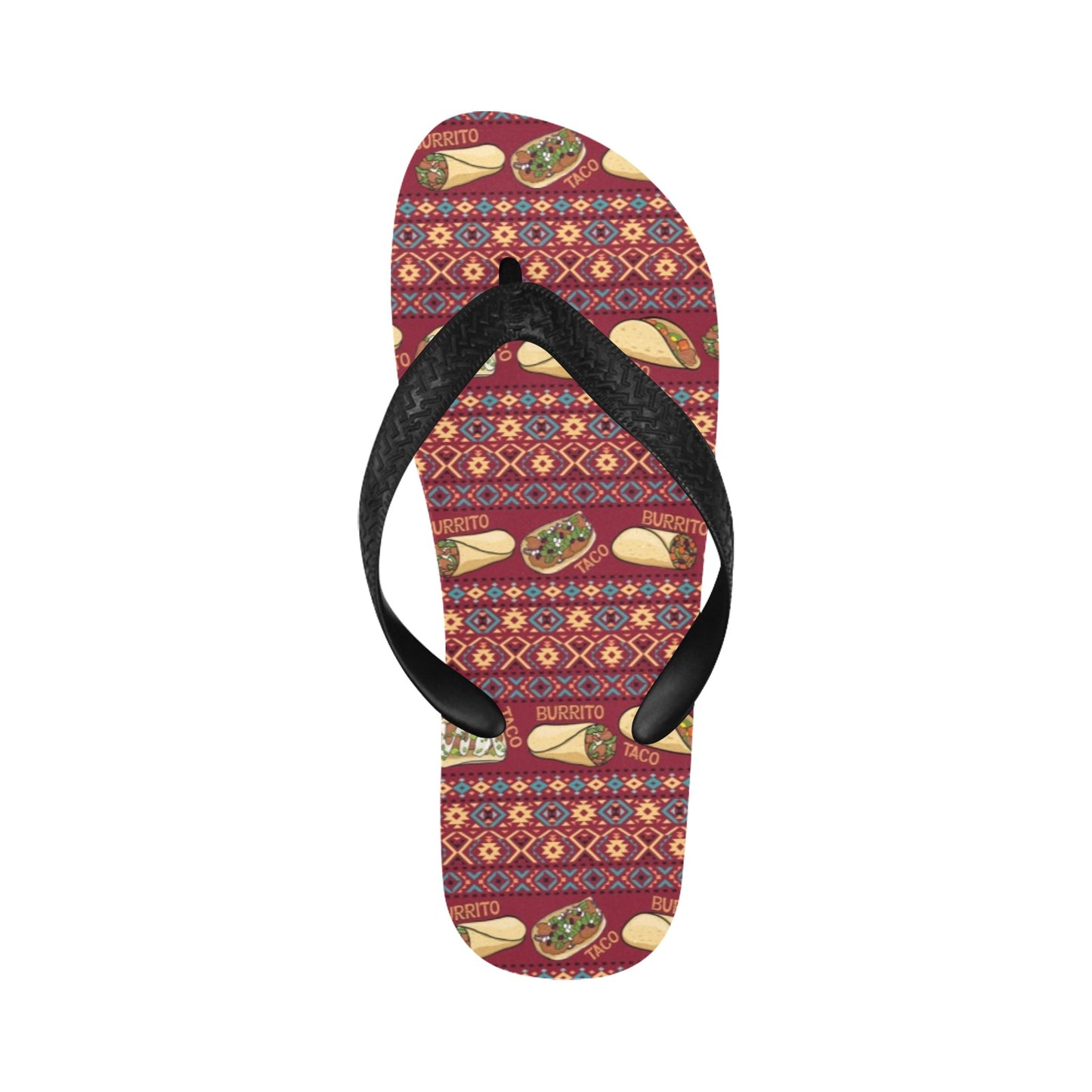 Burrito Taco Print Design LKS302 Flip Flops