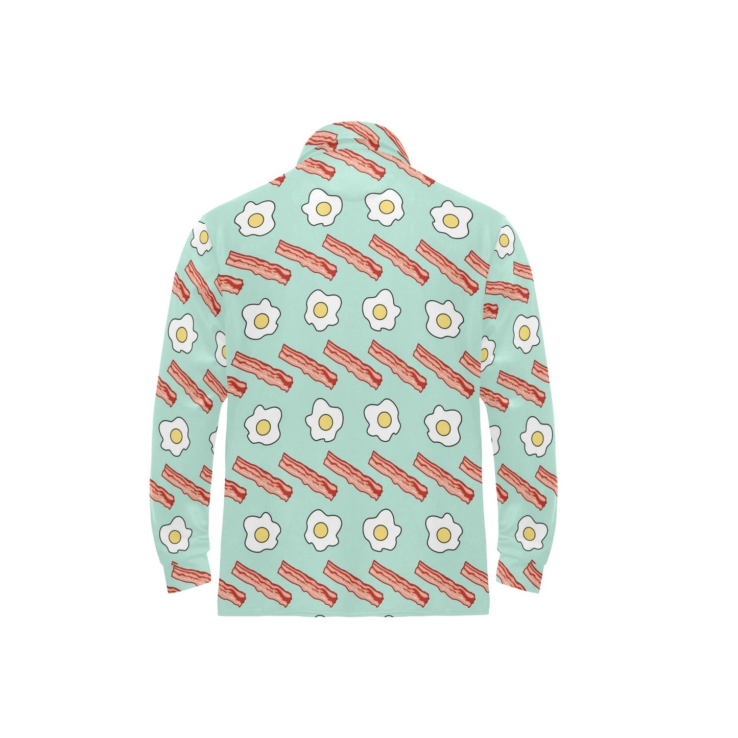 Bacon Sausage Pattern Print Design 01 Long Sleeve Polo Shirt For Men's