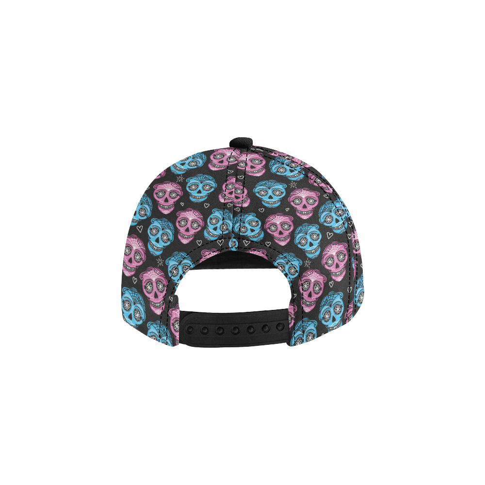 Day of the Dead Skull Print Pattern Snapback Cap