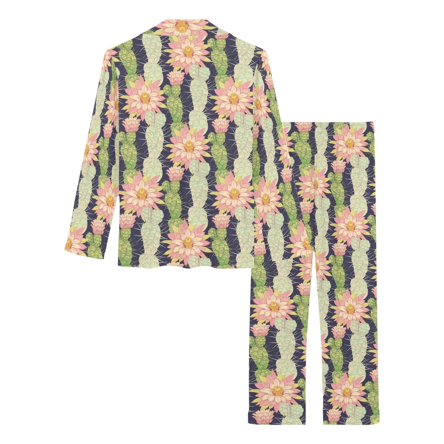 Cactus Pattern Print Design 01 Women's Long Pajama Set