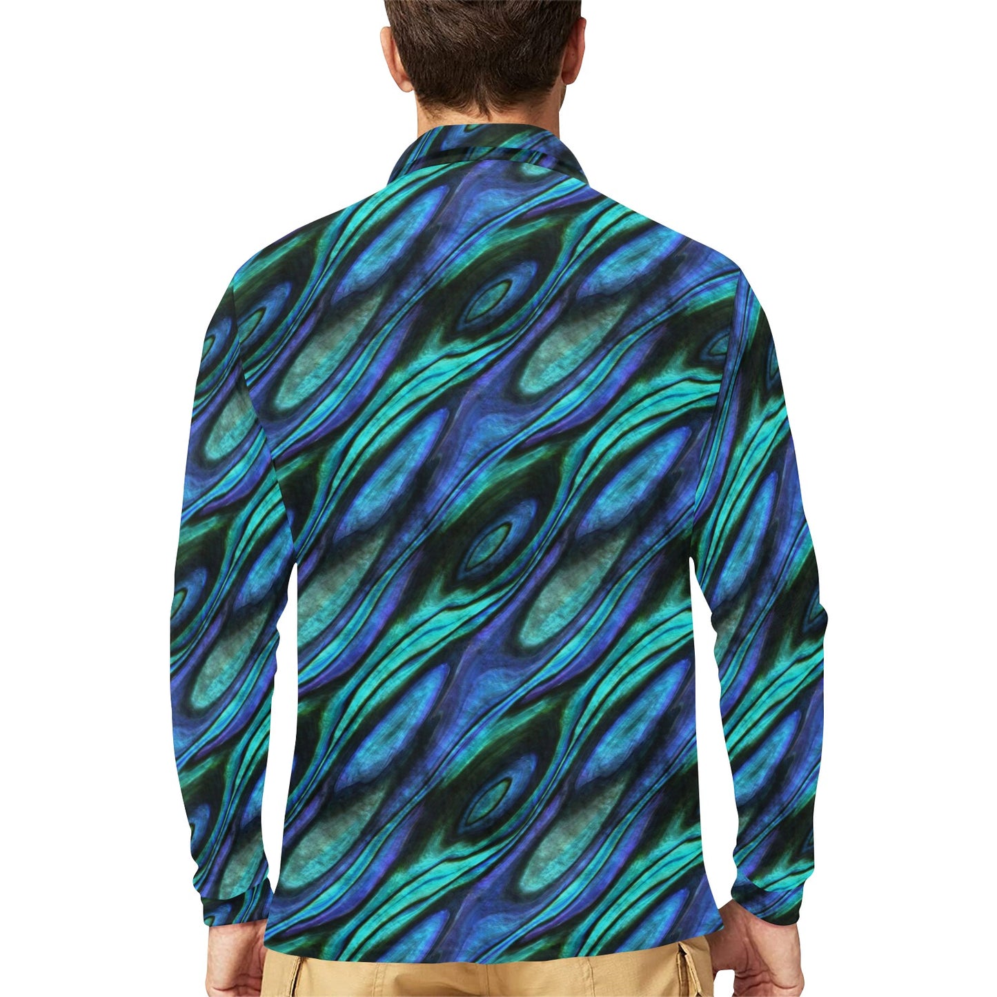 Abalone Pattern Print Design 03 Long Sleeve Polo Shirt For Men's