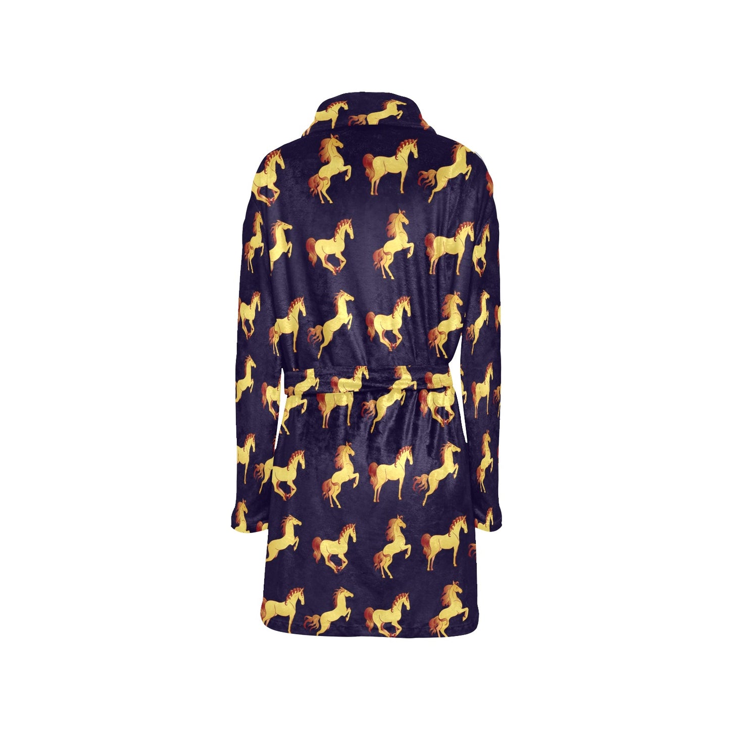 Gold Horse Pattern Women's Fleece Robe