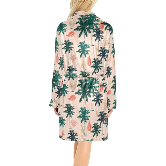 Palm Tree Pattern Print Design PT014 Women's Fleece Robe
